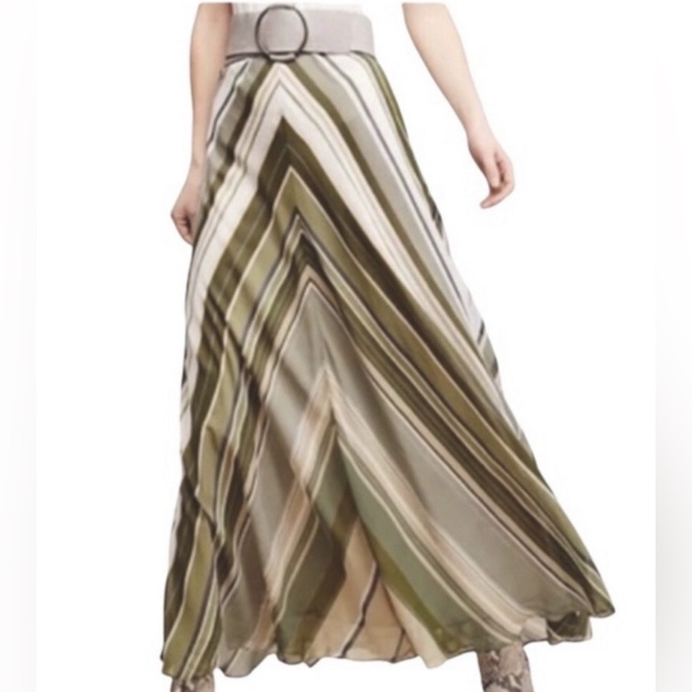 Free People | Women's Chevron Stripe Maxi Skirt Size 0 Green